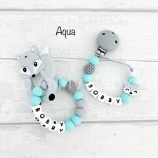 Personalised Baby Gift Set Dummy Clip Teether Ring Teething Toy MAM Dummy Holder