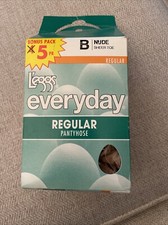 Leggs Everyday Regular Pantyhose Nude B 3 Pair Sheer Toe USA NOS Open Box