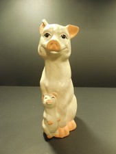 Adorable Pig Figurine - Pink Mom and Baby 10" Tall Ceramic Pigs Farmhouse