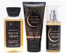 3Pcs Bath  Body Works INTO THE NIGHT Body Mist Shower Gel Cream Travel Size