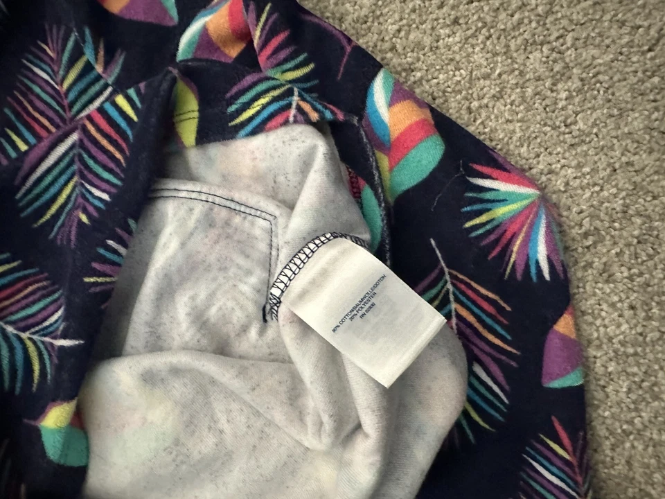 Cubierta de natación con capucha hojas de plumas azules Lands End talla M 6X-7 para niña Foto 3 de 4