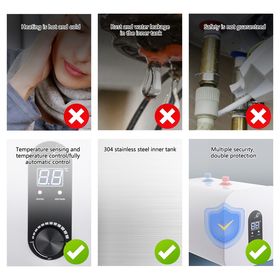 8L Instant Water Heater Mini Electric Under Sink Hot Water Device for