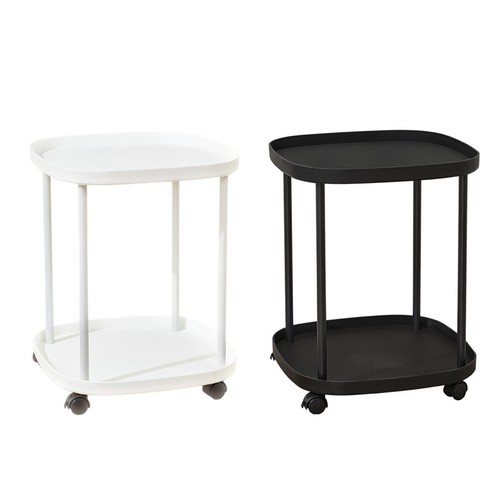 Mobile Side Table 2 Tier Coffee Table with Storage Shelf for Living Room Bedroom - Picture 12 of 16