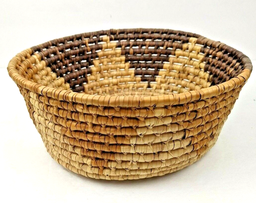Ancien bol panier bobine zoulou africain fait main motif étoile géométrique 8,5" - Photo 3/9