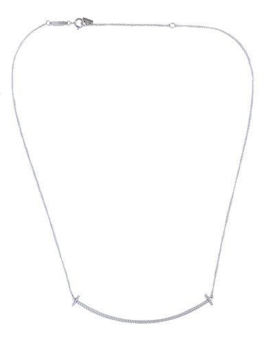 Tiffany & Co 750 (Gold) Large Smile T Diamond Necklace 18" RRP £4125