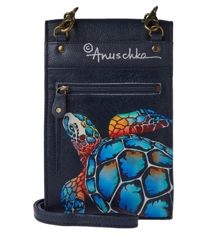Anuschka Hand-Painted Leather Flap Crossbody-Guardian Spirit Navy-NWOT- $158 - Picture 2 of 11