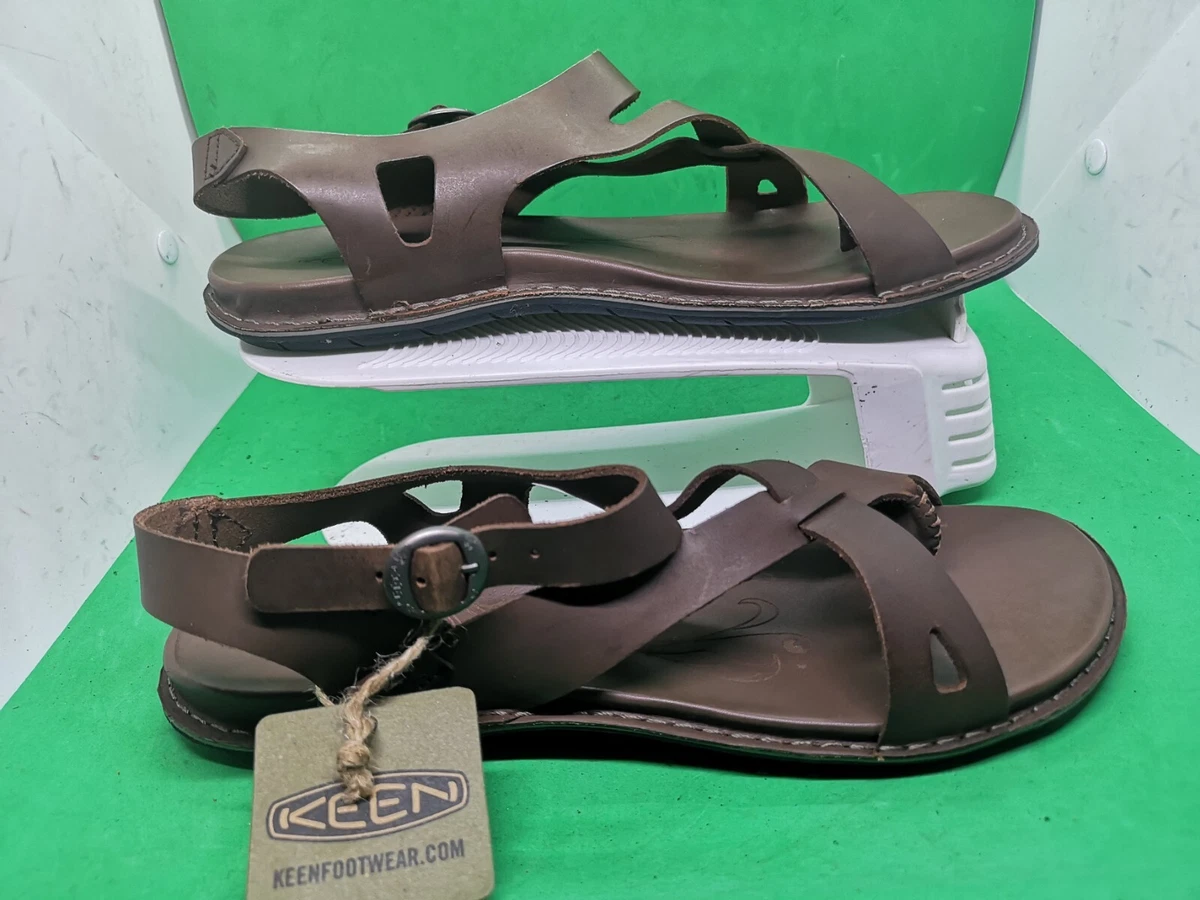 NEW Women s Keen Alman Ankle Strap Leather Toe Post Sandal Brown