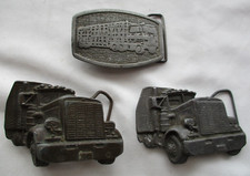 3 Bergamot Bronze Belt Buckles "Semi Truck" Rig lot of 3-D TRUCKER VTG Buckle
