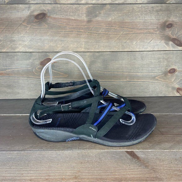 Merrell donna taglia 7 scarpe nere pelle cinturino outdoor sandali sportivi