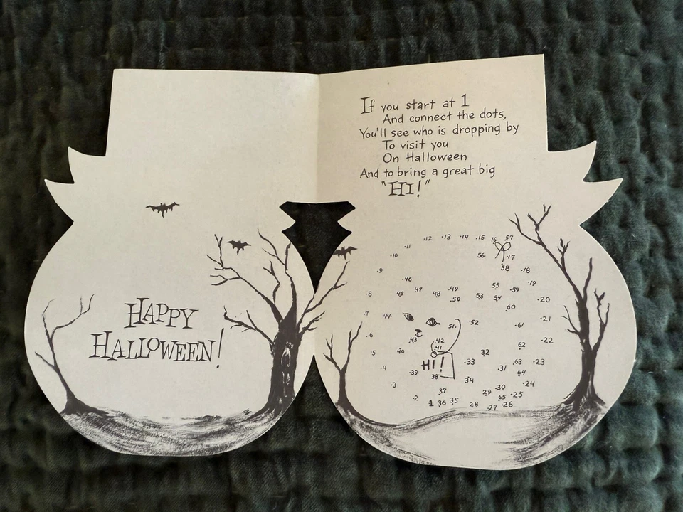 HALLOWEEN CALABAZA TARJETA DE FELICITACIÓN EMBAJADOR TROQUELADO Vintage Pack De 5 Foto 3 de 4