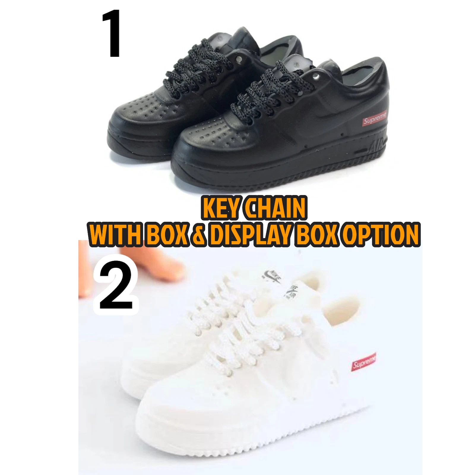 Porte clés Air Force, lacets mobiles et baskets languettes de collection avec boîte