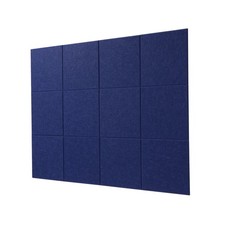 12 Pack Dark Blue Large Felt Wall Tiles, Bulletin Pin Boards, Adhesive Tabs