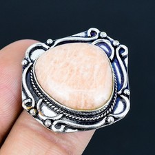 Orange Aventurine Gemstone Handmade 925 Sterling Silver Jewelry Ring Size 6