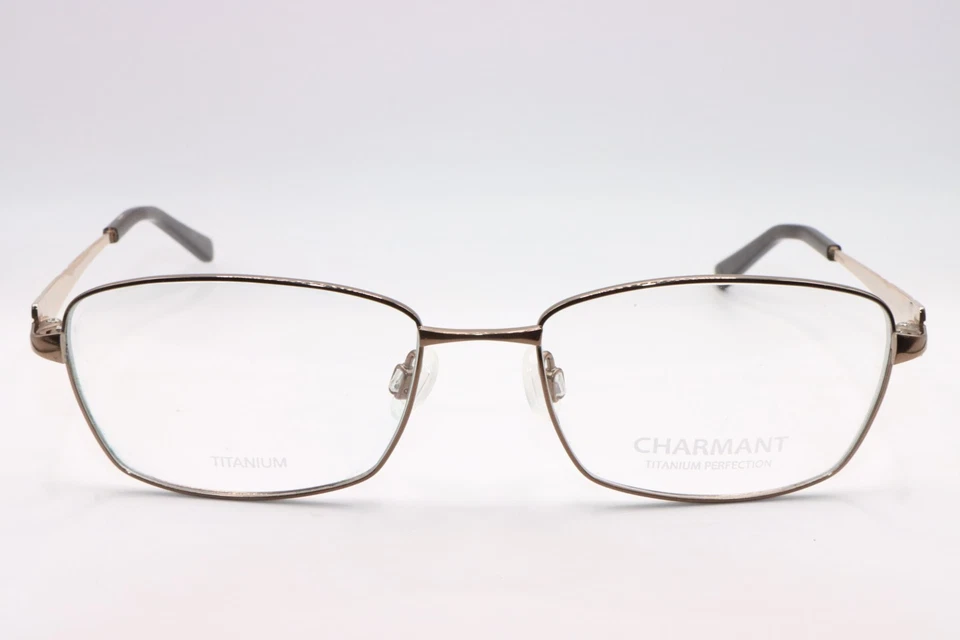 NEW CHARMANT TITANIUM PERFECTION CH12139 BROWN GOLD AUTHENTIC EYEGLASSES 53-17 Foto 2 de 4