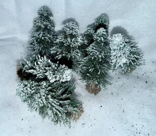 #7- 3 inch Scrub Trees - Christmas Village Accessories -Tiny & New