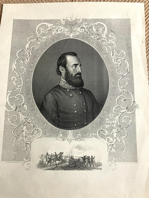 19th Century Matthew Brady Ambrotype of Stonewall Jackson; Transferred to Paper