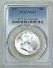 1957 P Franklin Half Dollar PCGS MS64 95% FBL Frosty Luster New Holder #W276D
