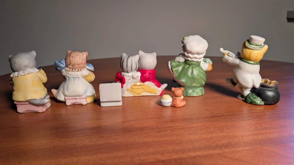 Kitty Cucumber Schmid Shackman Figurine Set 1992 Tea Party Cats Priscilla Ellie - Image 2 of 4