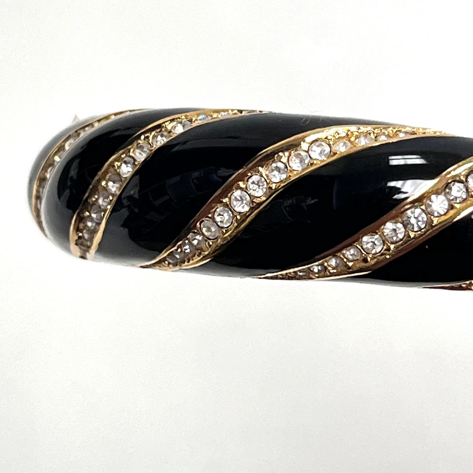 Brazalete Brazalete Christian Dior Años 80 Esmalte Negro Cristales Espirales De Colección Foto 2 de 4