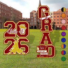 Graduation Yard Signs Class of 2026 Maroon and Gold Graduation Decorations - 4 P