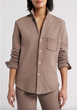Frank  Eileen 449 Triple Fleece Sweatshirt Button up Camel M Quiet Luxury