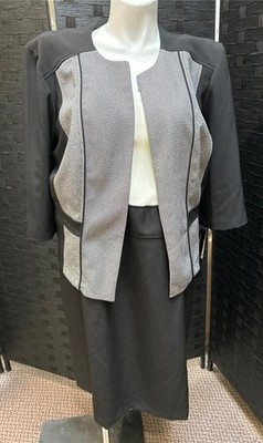 New Covington 24W Black Colorblock 2pc Jacket Shift Dress