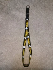 Pittsburgh Steelers lanyard, 100% nylon, snap closure and releasable key ring