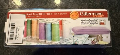 Gutermann Sew-all Thread Set 26 Spools Multicolor Polyester Sewing Machine Hand
