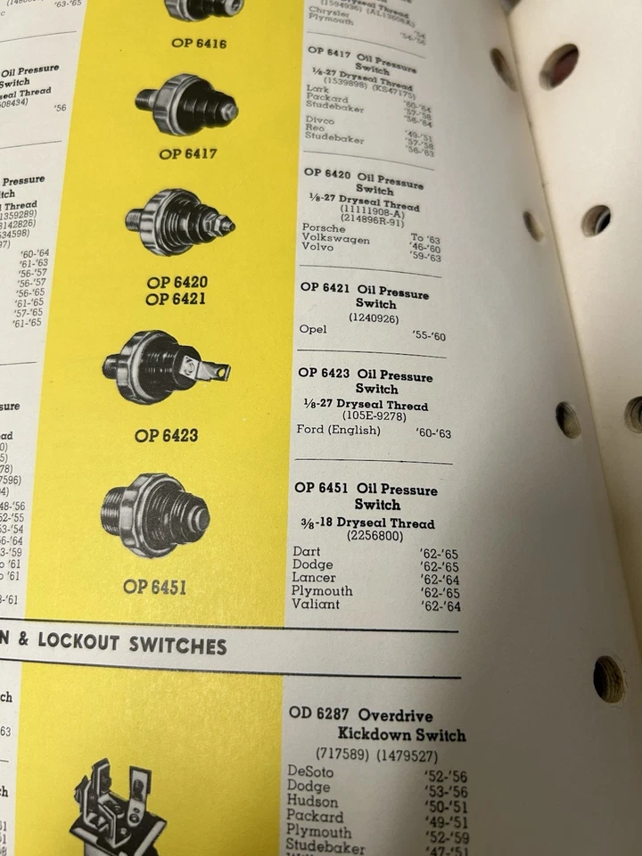 Interruptor de luz de pressão de óleo Napa OP-6451 Dodge Coronet Lancer diplomata 1962-1965 - Imagem 4 de 4