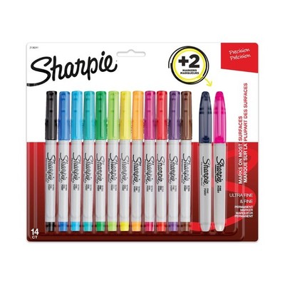 Ultra Fine Permanent Marker Set - 12 Assorted Ultra Fine Markers plus 2 Fine ...
