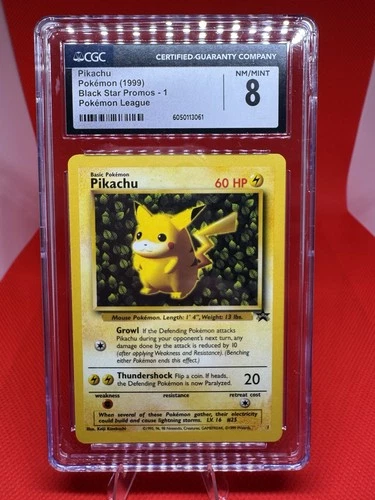 Pikachu 1999 Black Star Promos 1 Pokemon League CGC 8 MINT/NM TCG Vintage