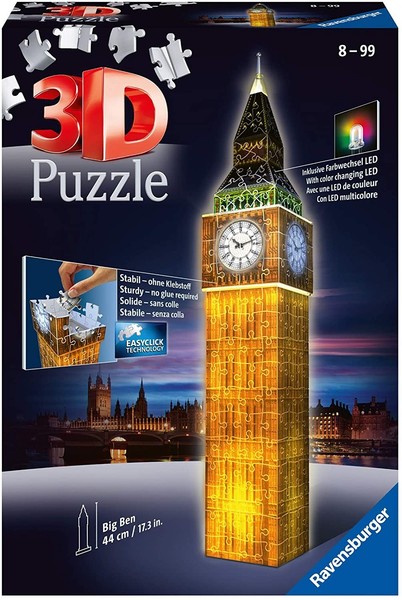 Ravensburger - 3D Puzzle 216 Teile Big Ben Beleuchtet - - RAV125883-image