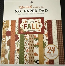 Echo Park 6"x 6" I LOVE FALL paper pad~Beautiful! Quick Ship!