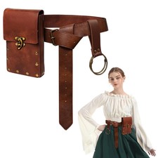 3PCS Cosplay Leather Belt Copper Coin Waist Bag Dress Role Playing Set Cosplay