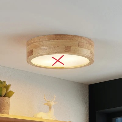Lindby Tanju Deckenlampe Deckenlicht Leuchte Eichenholz Ø30cm SIEHE TEXT/FOTO