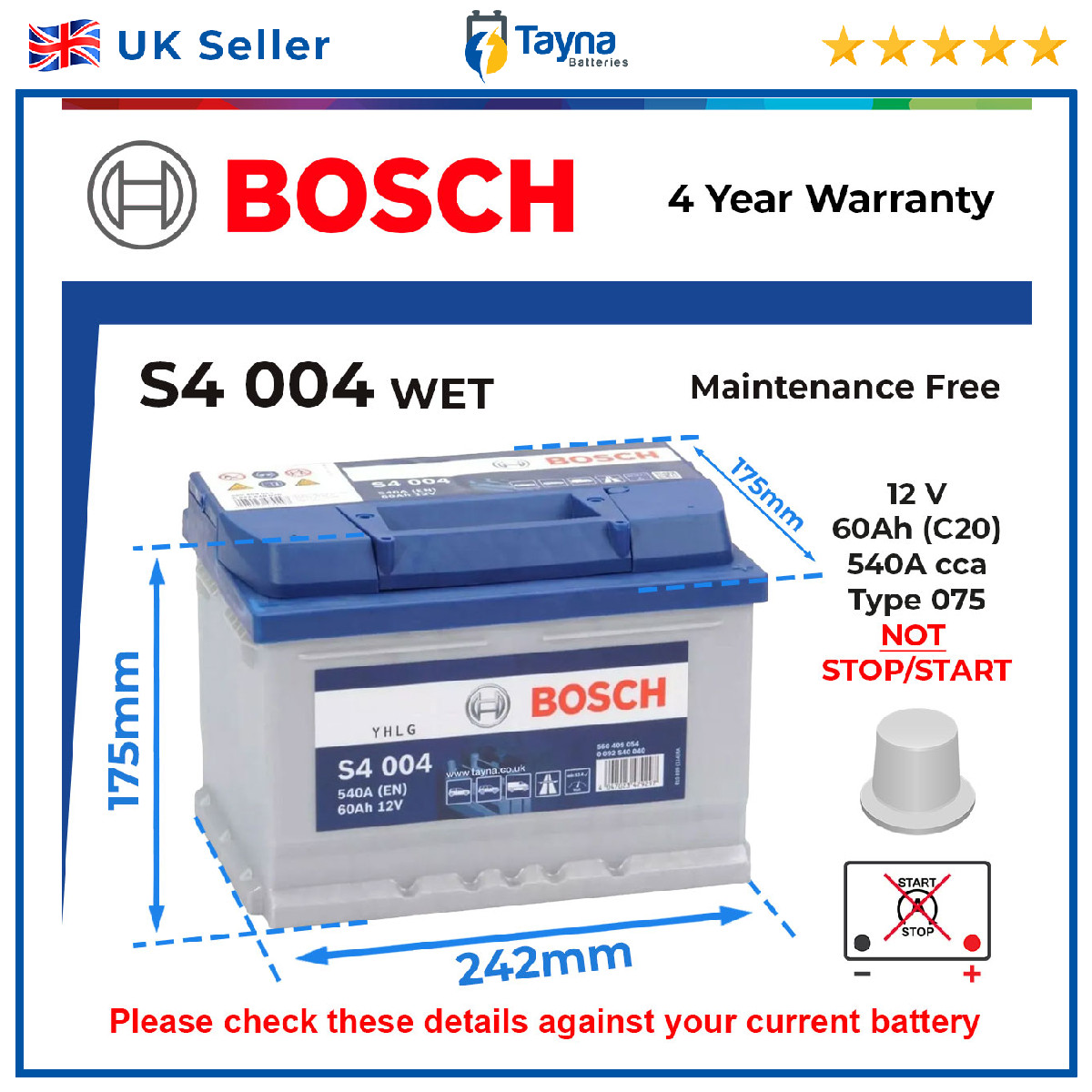 Battery fits VAUXHALL ASTRA INSIGNIA MOKKA CORSA MERIVA TIGRA NOVA 075