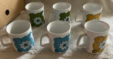 De colección Años 70 Staffordshire Potteries Ironstone-6 Taza/Tazas de Café-Azul Floral Nuevo