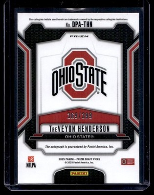 2025 Panini Prizm Draft Picks Red Auto TreVeyon Henderson RC Auto