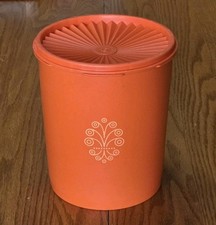 Tupperware Canister 807-8 Orange Classic Vint...
