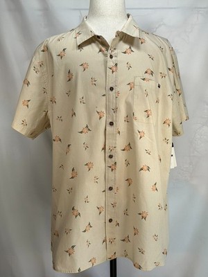 Reef Montana Woven Button Down Short Sleeve Shirt Brown 2XL