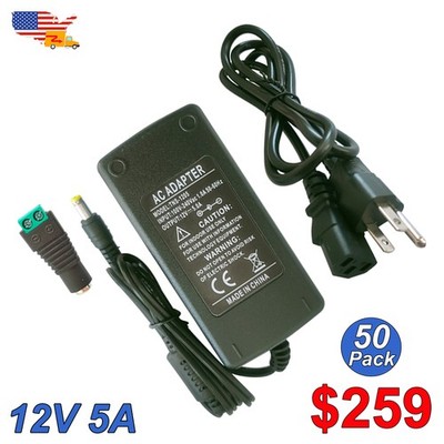 Power Supply Led Driver AC 110V to DC 12V 5A 50 Pack For CCTV 3D Print US Stock