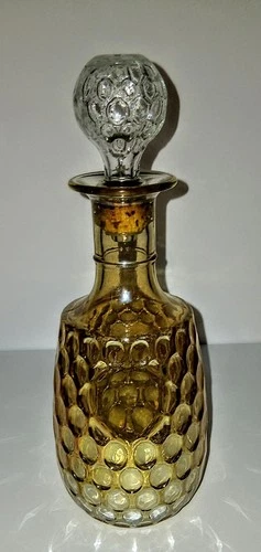 Federal Glass Honeycomb Decanter W/cork Stopper VTG FREE SHIPPING