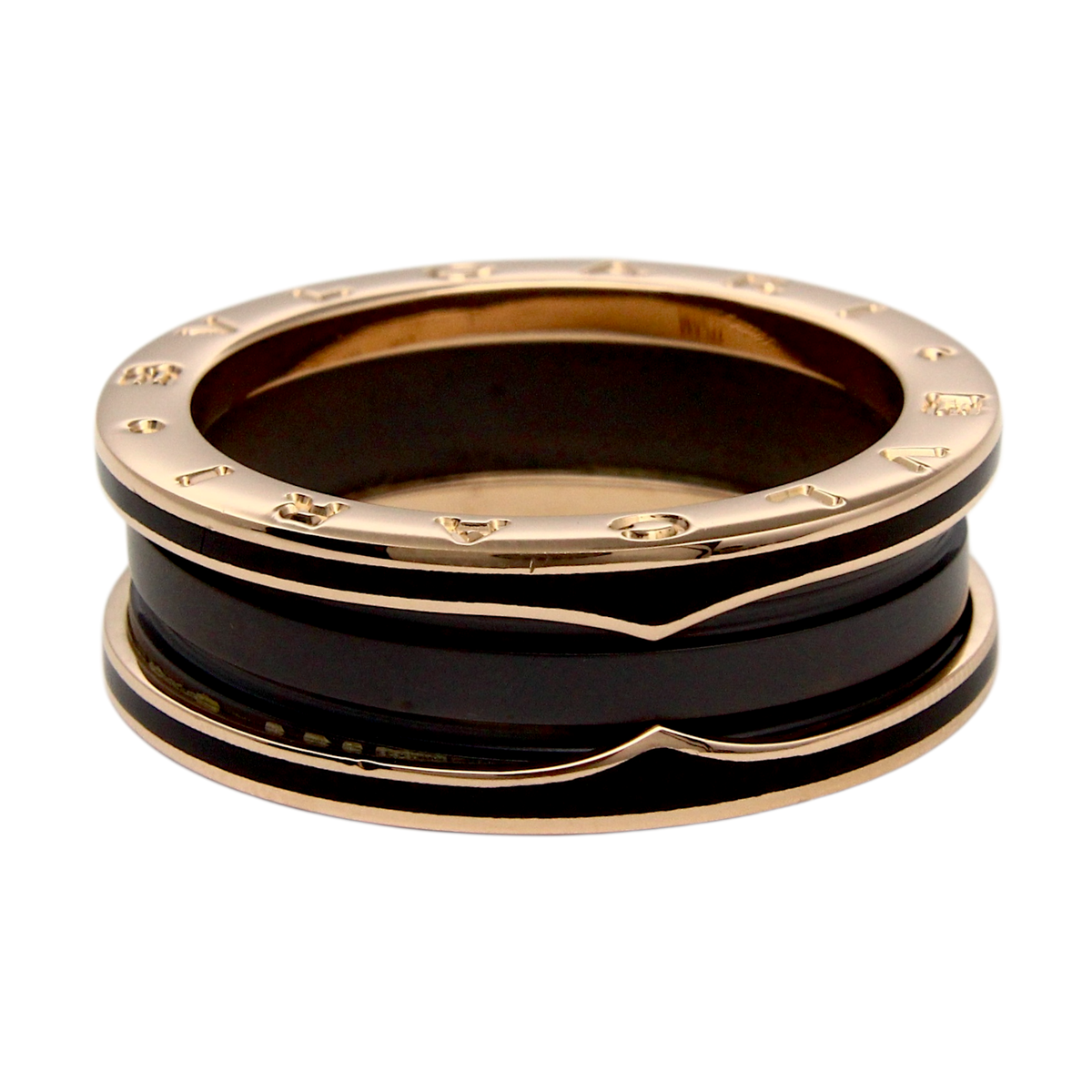 BVLGARI BULGARI B.zero1 Black Ceramic Band Ring 18K Rose Gold Size