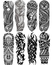 Tribal Tattoo Sleeves for Men, 8-Sheet Large Temporary Tat