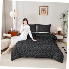Leopard Print Kids Comforter Set Size,Abstract Cheetah King Black Leopard 01