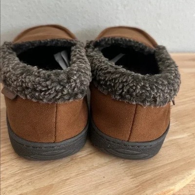 Dearfoams Mens Moccasin Slippers, Chestnut Sz Large 11/12 | eBay display picture 1