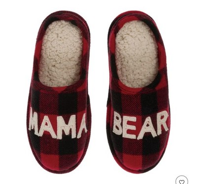 Dearfoams Women's Buffalo Check Mama Bear Memory Clog Slippers Size Large 9 BNWT