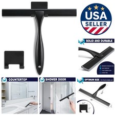 10-Inch Matte Black Shower Squeegee - Streak-Free Stainless Steel Elegance
