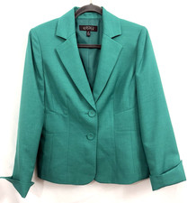 Kasper Green Blazer Jacket 2 Button Closure Lined Womens Size 6 Office Career