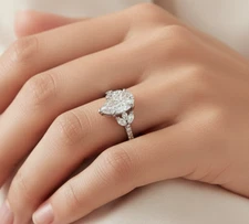 IGI 4.01 CT Pear Cut Lab Grown Diamond Engagement Ring Platinum 900